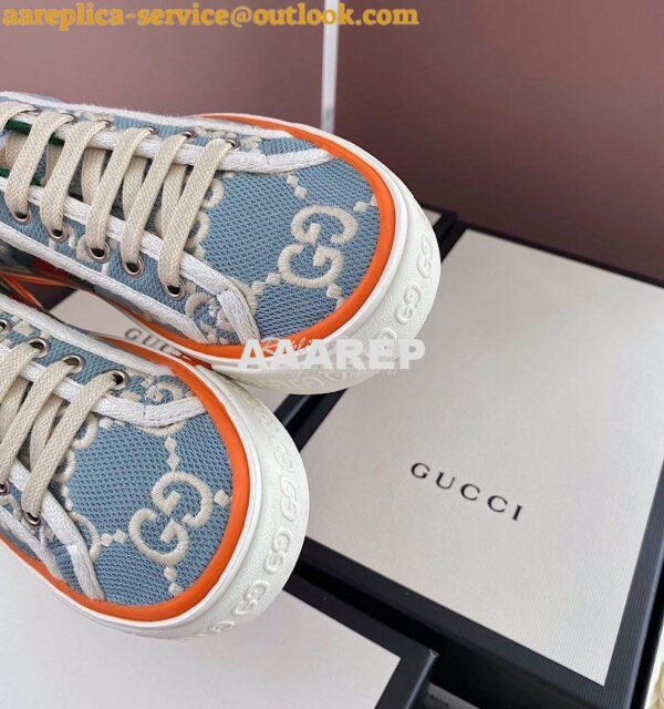 Replica Men Women's Gucci Tennis 1977 Sneaker 606110 Light Blue 8