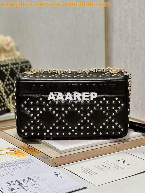 Replica Dior Medium Large Caro Bag Black Gold Lucky Star Cannage Lambs 17