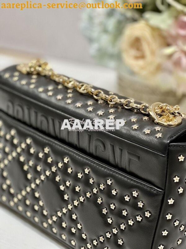 Replica Dior Medium Large Caro Bag Black Gold Lucky Star Cannage Lambs 18