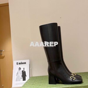 Replica Gucci Women's Knee-High Boot With Horsebit 643889 Black 2