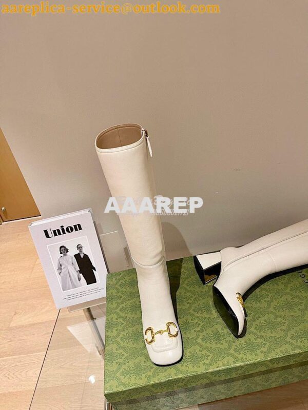 Replica Gucci Women's Knee-High Boot With Horsebit 643889 White 7