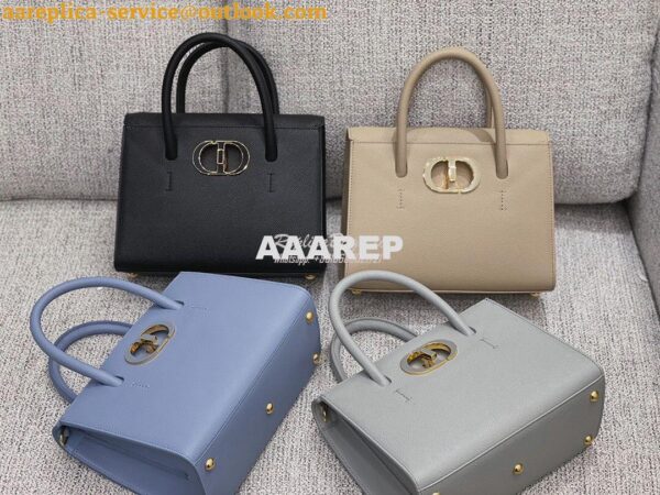 Replica Dior Medium St Honoré Tote Black Grained Calfskin M9321U