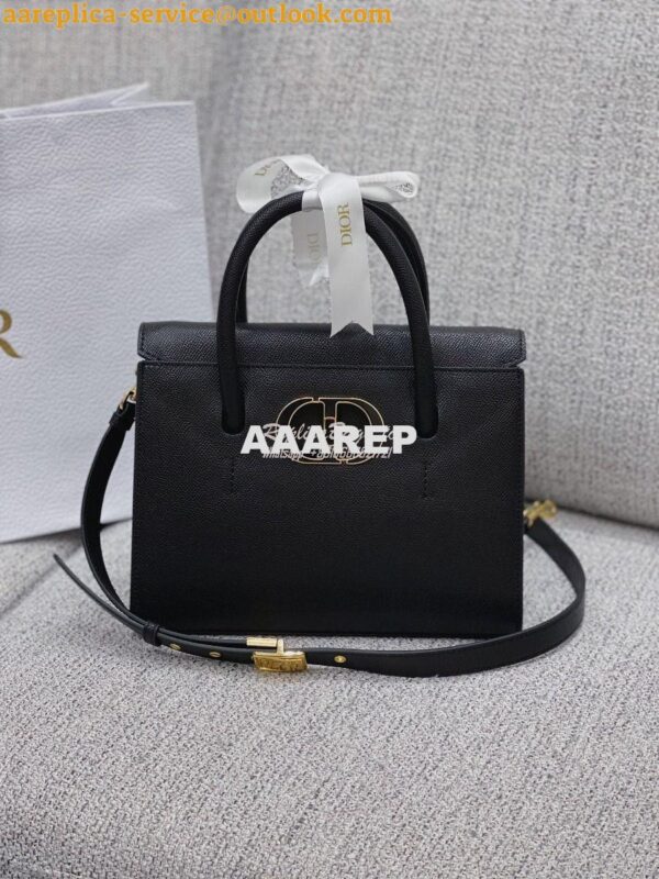Replica Dior Medium St Honoré Tote Black Grained Calfskin M9321U 2