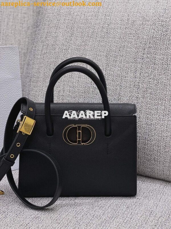 Replica Dior Medium St Honoré Tote Black Grained Calfskin M9321U 3