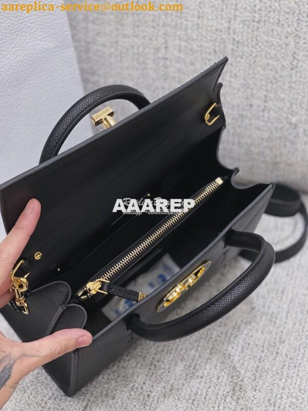 Replica Dior Medium St Honoré Tote Black Grained Calfskin M9321U 6