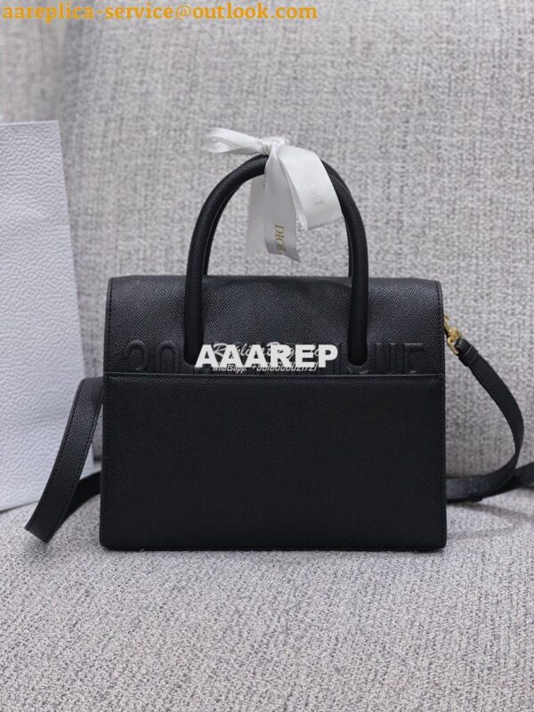 Replica Dior Medium St Honoré Tote Black Grained Calfskin M9321U 10