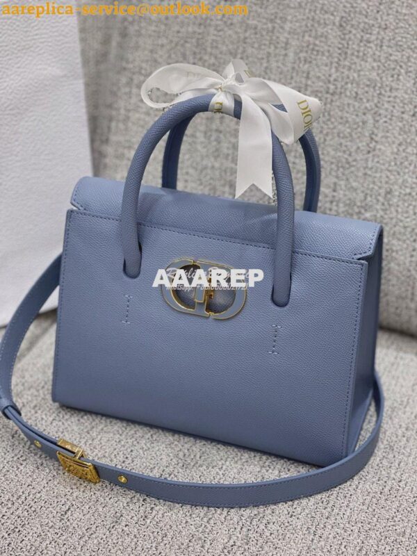 Replica Dior Medium St Honoré Tote Cloud Blue Grained Calfskin M9321U 3