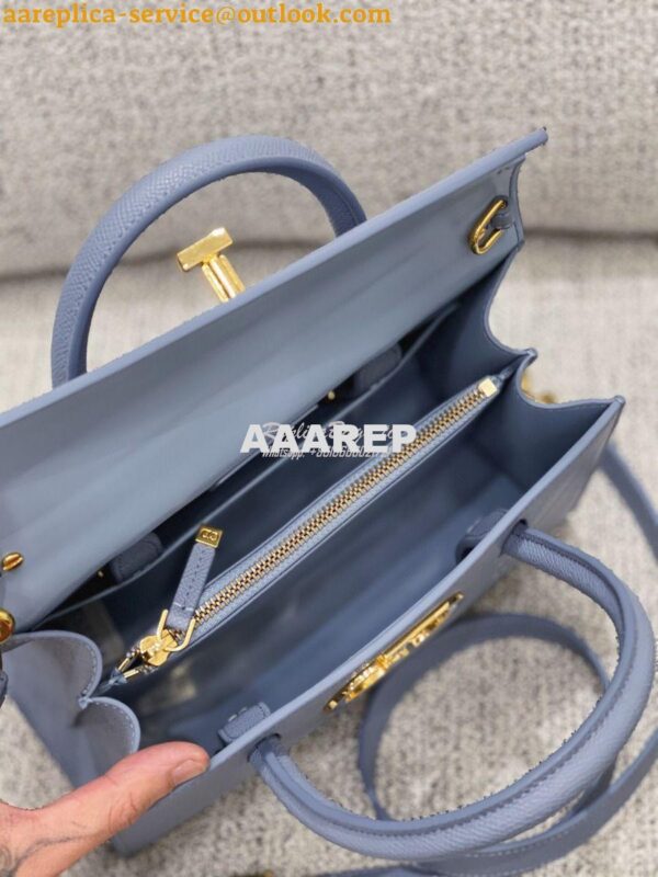 Replica Dior Medium St Honoré Tote Cloud Blue Grained Calfskin M9321U 8