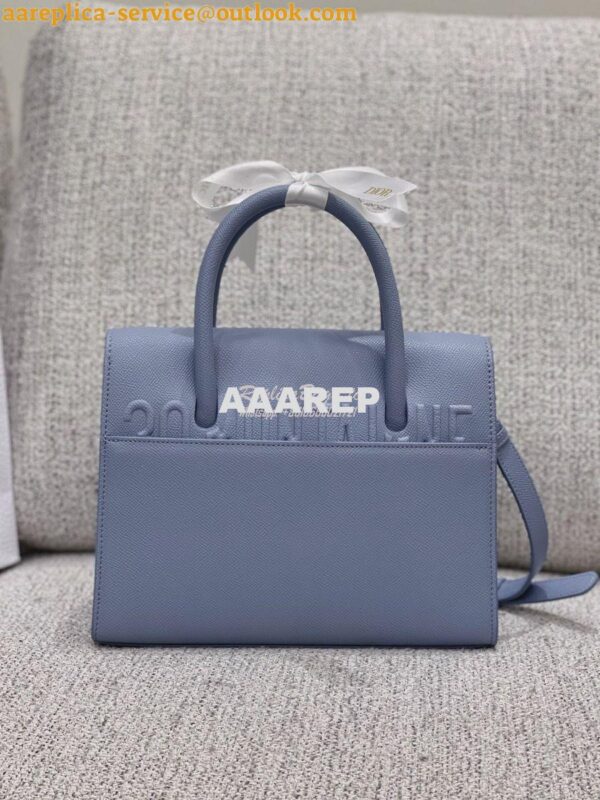 Replica Dior Medium St Honoré Tote Cloud Blue Grained Calfskin M9321U 11