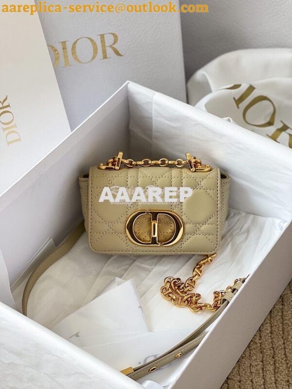 Replica Dior Micro Caro Bag in Beige Supple Cannage Calfskin S2022