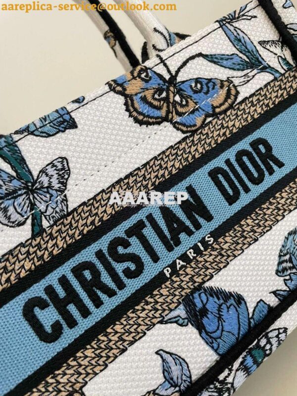 Replica Dior Mini Book Tote With Strap White and Pastel Midnight Blue 2