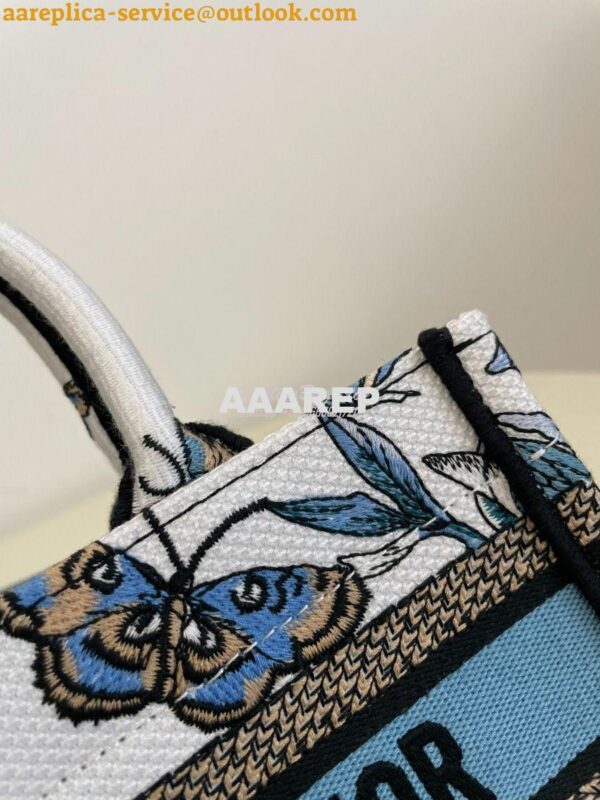 Replica Dior Mini Book Tote With Strap White and Pastel Midnight Blue 3