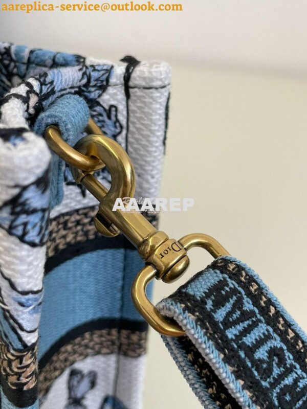 Replica Dior Mini Book Tote With Strap White and Pastel Midnight Blue 5