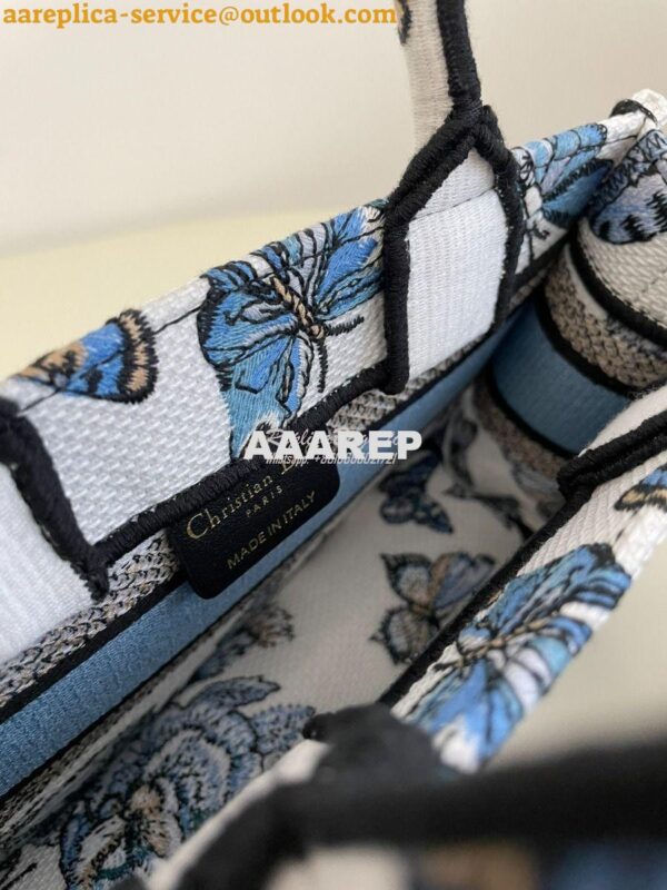 Replica Dior Mini Book Tote With Strap White and Pastel Midnight Blue 7