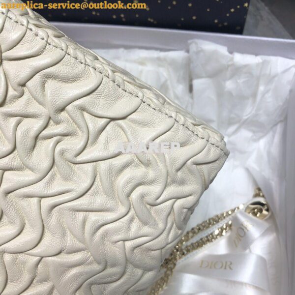 Replica Dior Mini Chalk White Lady Dior Wavy Shiny Crinkled Lambskin B 8