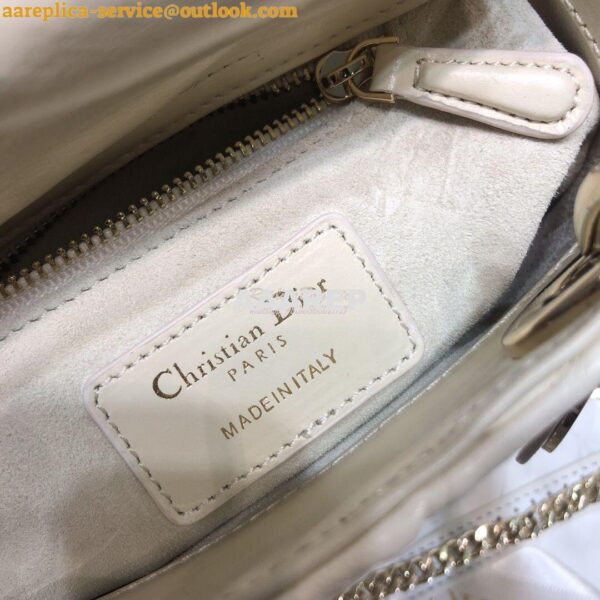 Replica Dior Mini Chalk White Lady Dior Wavy Shiny Crinkled Lambskin B 11