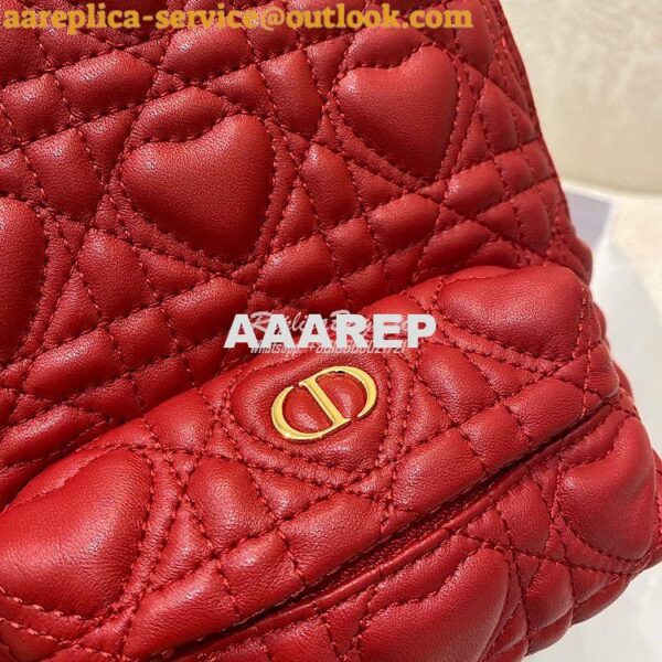Replica Dior Mini Dioramour Backpack Red Cannage Lambskin with Heart M 4