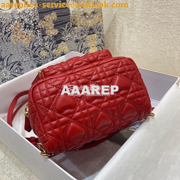 Replica Dior Mini Dioramour Backpack Red Cannage Lambskin with Heart M 7