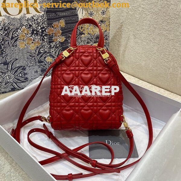 Replica Dior Mini Dioramour Backpack Red Cannage Lambskin with Heart M 8