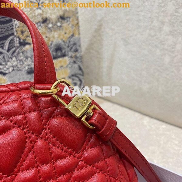 Replica Dior Mini Dioramour Backpack Red Cannage Lambskin with Heart M 9