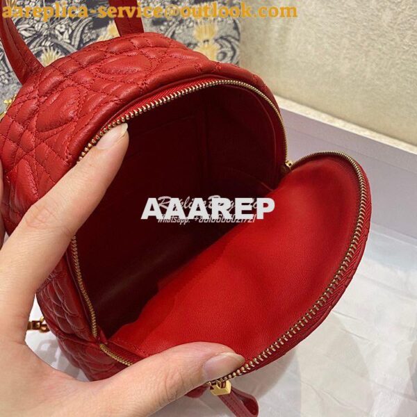 Replica Dior Mini Dioramour Backpack Red Cannage Lambskin with Heart M 10