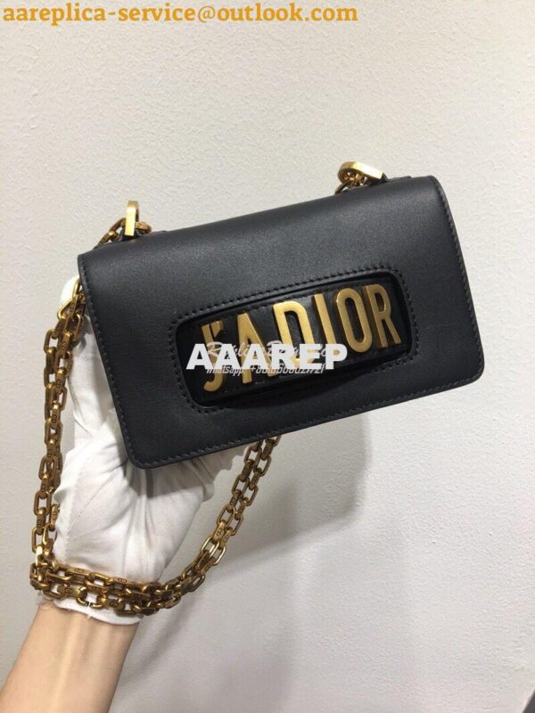 Replica Dior Mini J'adior Flap Bag In Black Smooth Calfskin 3