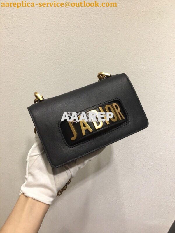 Replica Dior Mini J'adior Flap Bag In Black Smooth Calfskin 4