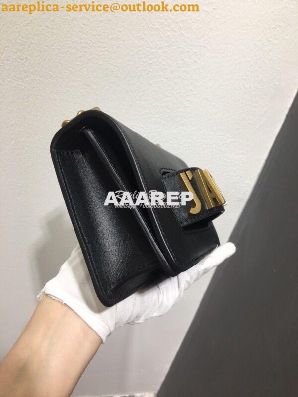 Replica Dior Mini J'adior Flap Bag In Black Smooth Calfskin 5