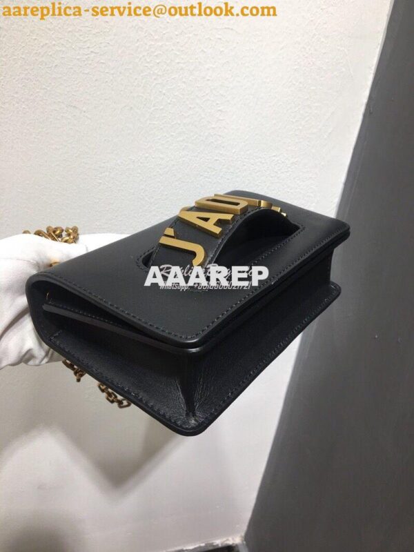 Replica Dior Mini J'adior Flap Bag In Black Smooth Calfskin 6