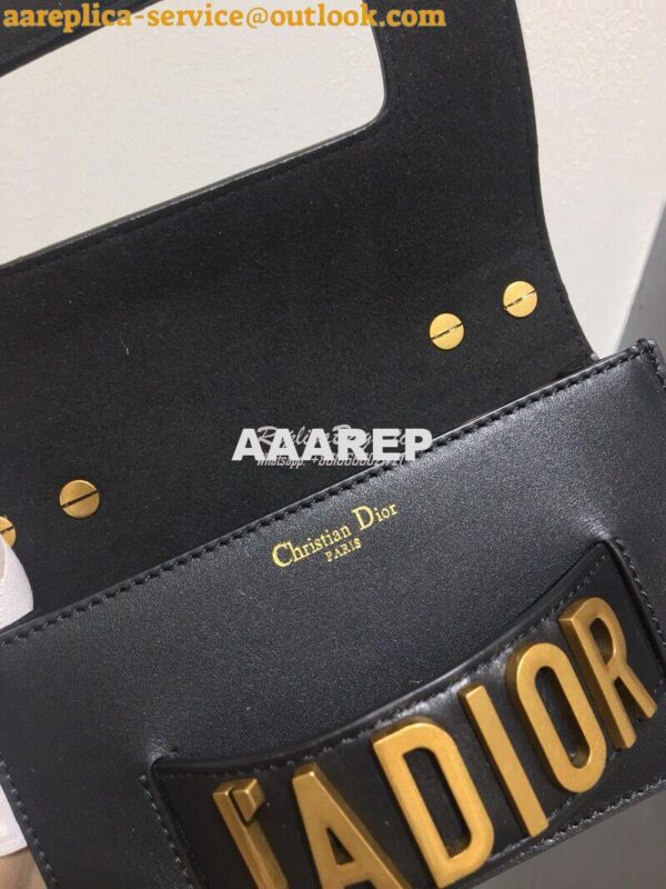 Replica Dior Mini J'adior Flap Bag In Black Smooth Calfskin 7