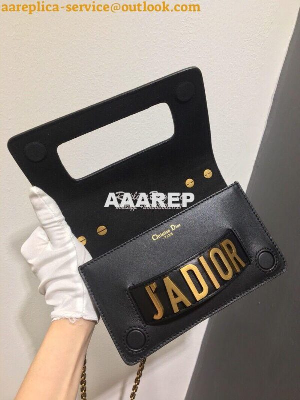 Replica Dior Mini J'adior Flap Bag In Black Smooth Calfskin 8