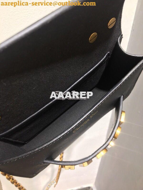 Replica Dior Mini J'adior Flap Bag In Black Smooth Calfskin 9