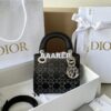 Replica Dior Mini Lady Dior Bag Gold Square-Pattern Embroidery Set wit