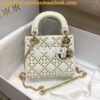 Replica Dior Mini Lady Dior Bag Metallic Calfskin with Platinum Beaded 2