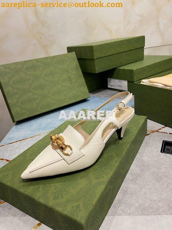 Replica Gucci Women's Pump With Bamboo Horsebit 658818 White