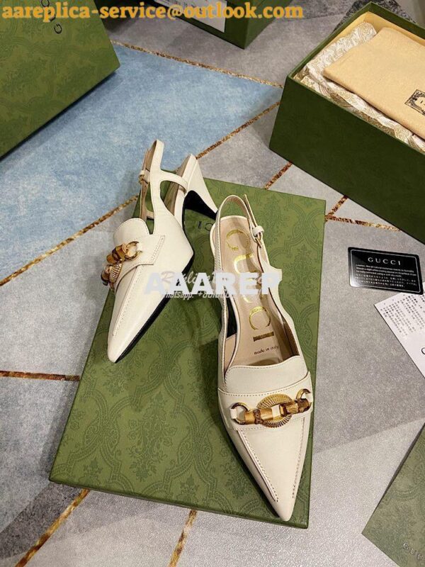 Replica Gucci Women's Pump With Bamboo Horsebit 658818 White 3