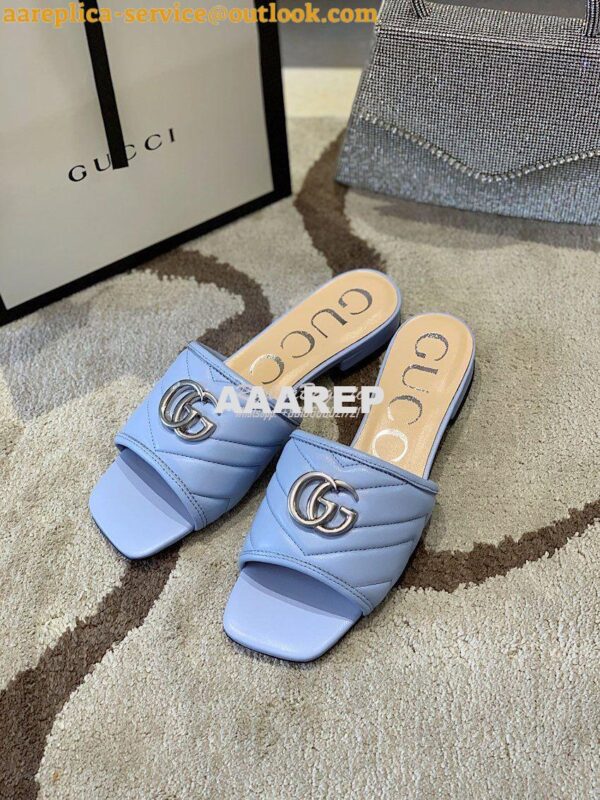 Replica Gucci Women's Slide w Double G 629730 Blue 3