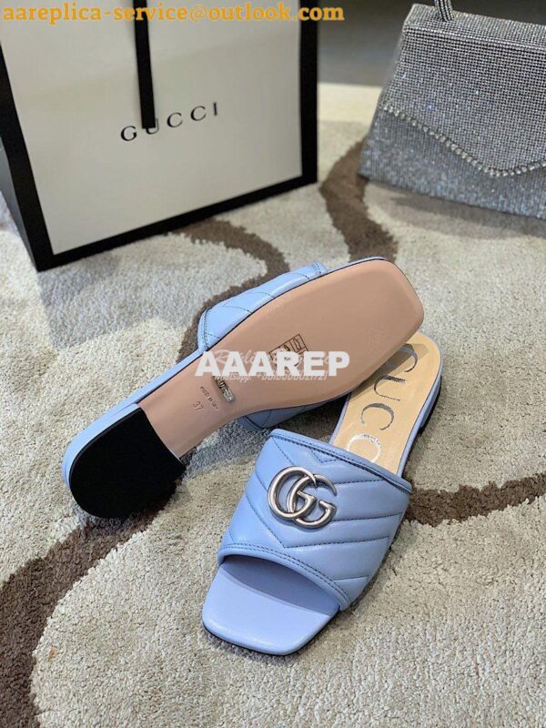 Replica Gucci Women's Slide w Double G 629730 Blue 10