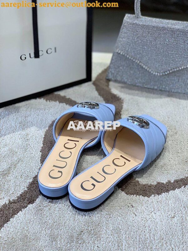 Replica Gucci Women's Slide w Double G 629730 Blue 11