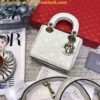 Replica Dior Mini Lady Dior in Grained Calfskin Metallic Silver