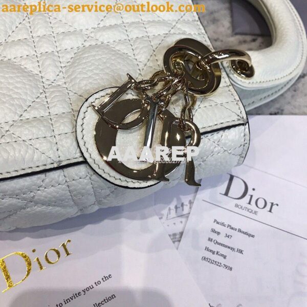 Replica Dior Mini Lady Dior in Grained Calfskin White 5