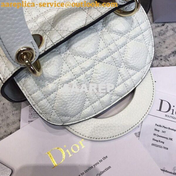 Replica Dior Mini Lady Dior in Grained Calfskin White 6