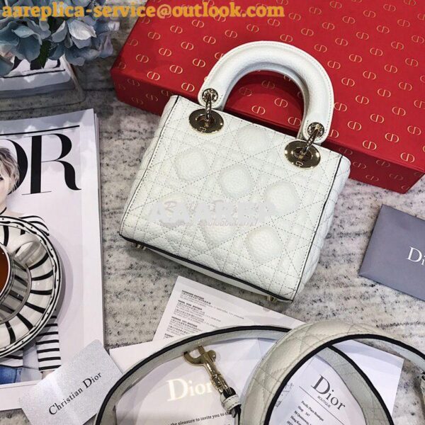 Replica Dior Mini Lady Dior in Grained Calfskin White 8