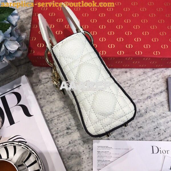 Replica Dior Mini Lady Dior in Grained Calfskin White 9