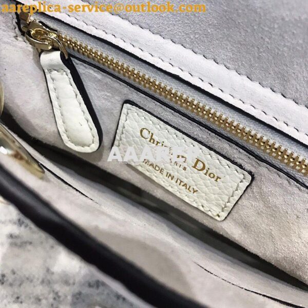 Replica Dior Mini Lady Dior in Grained Calfskin White 10