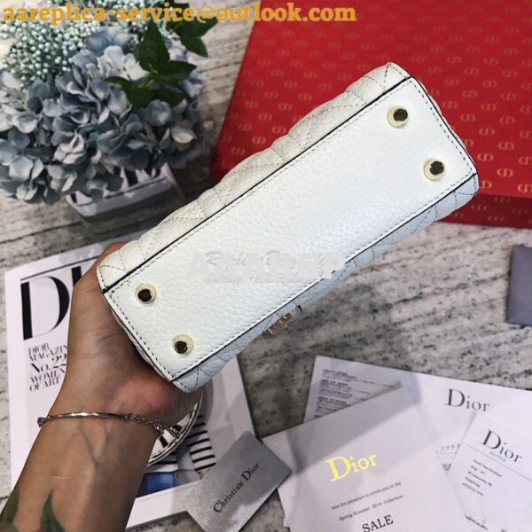 Replica Dior Mini Lady Dior in Grained Calfskin White 11