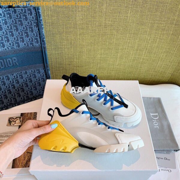 Replica Dior D-Connect Sneaker Technical Fabric Multicolor Neon Blue 4