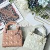 Replica Dior Mini Lady Dior Latte Calfskin Embroidered with Resin Pear
