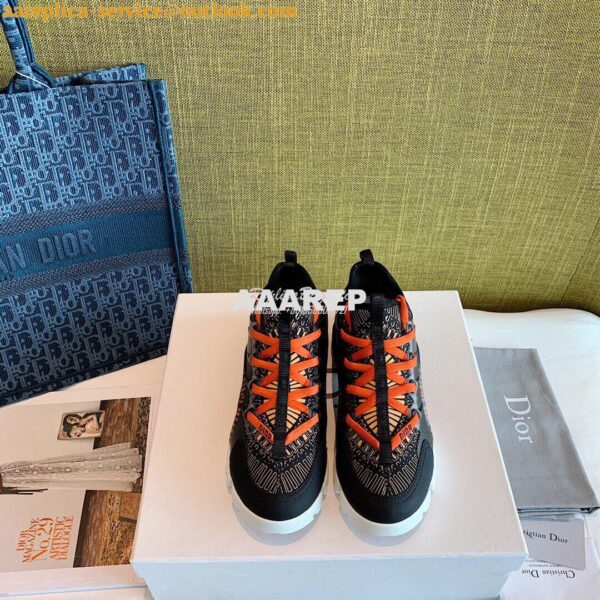 Replica Dior D-Connect Sneaker Technical Fabric Ochre Feu D'Artifice P 3