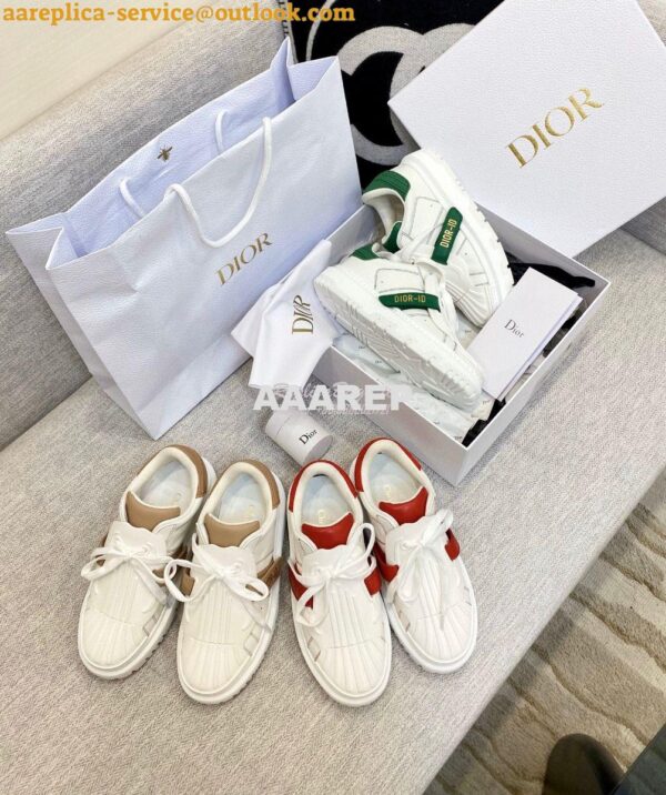 Replica DiorID Sneaker White Rubber and Calfskin KCK278 with Green 3